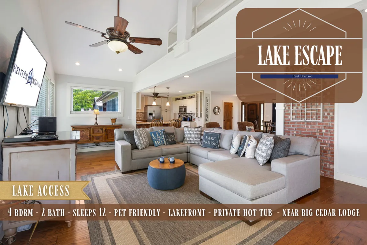 A spacious living area featuring a large sectional sofa, a TV with an entertainment setup, a wooden dining table, and inviting sliding glass doors that lead outside. The room is bathed in natural light, creating a cozy and comfortable atmosphere ideal for relaxing with family or pets. The space also hints at connectivity, with visible amenities that support modern living.